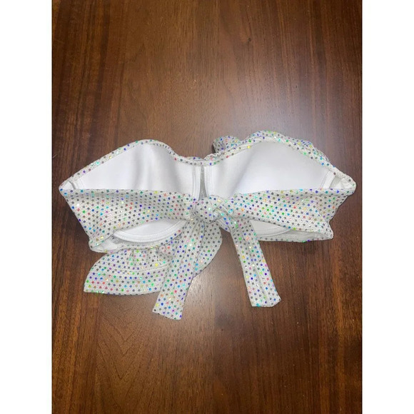 CHIO Ruffle Bikini Top in Silver Medium New Bandeau Strapless Tube - Picture 5 of 9